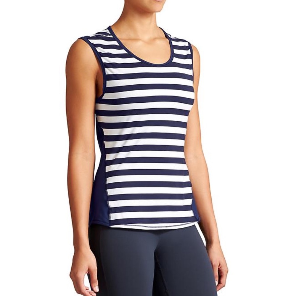 Athleta ocean stripe chi performance muscle tank